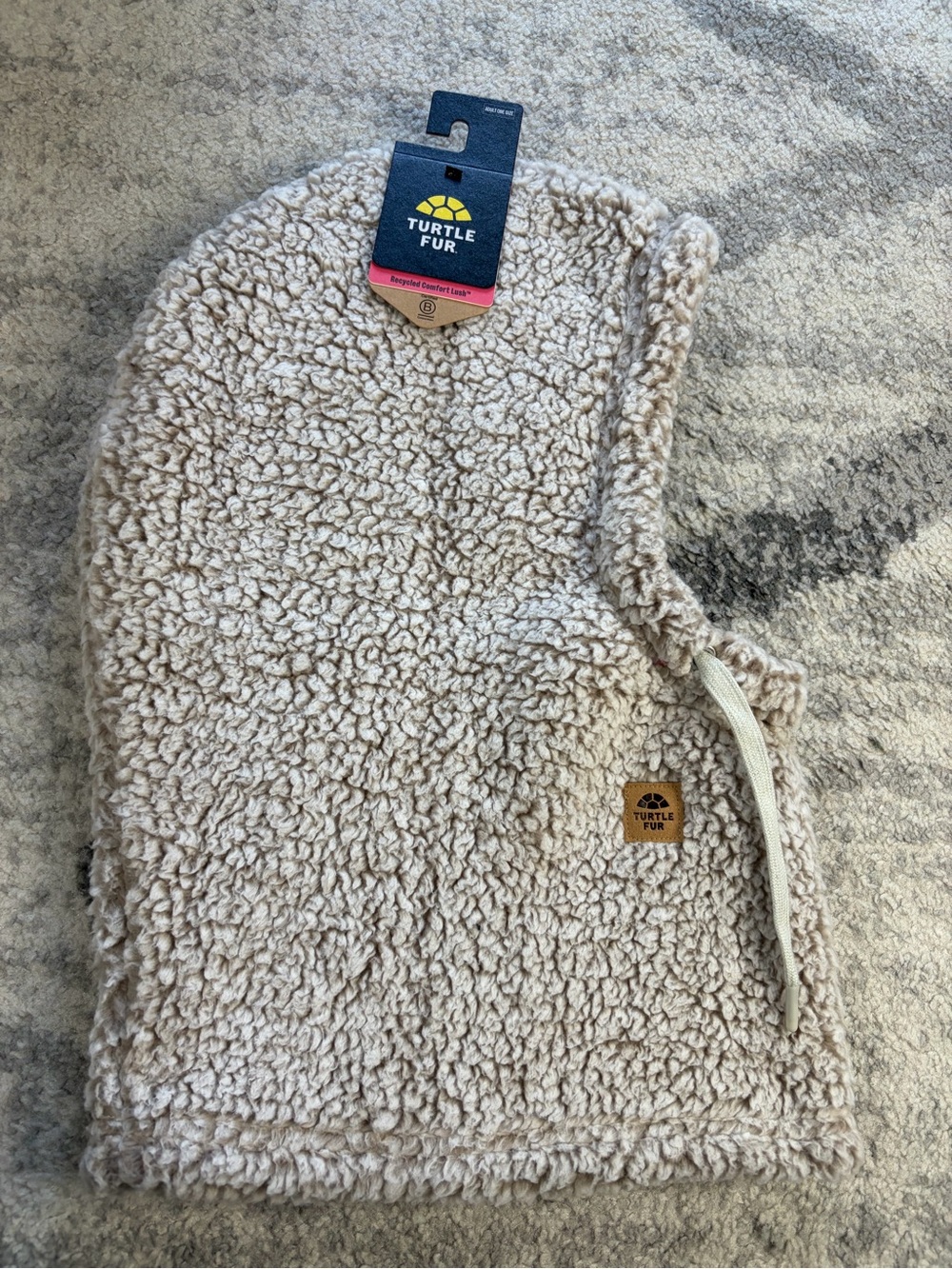 Turtle Fur Recycled Comfort Lush Overhood Balaclava Hood Natural One Size NWT